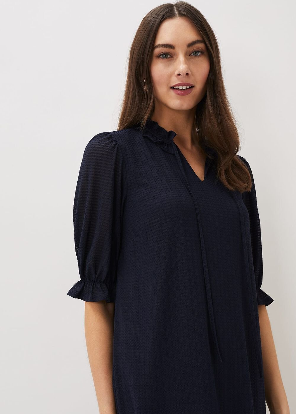 Aerin Textured Swing Dress - Navy
