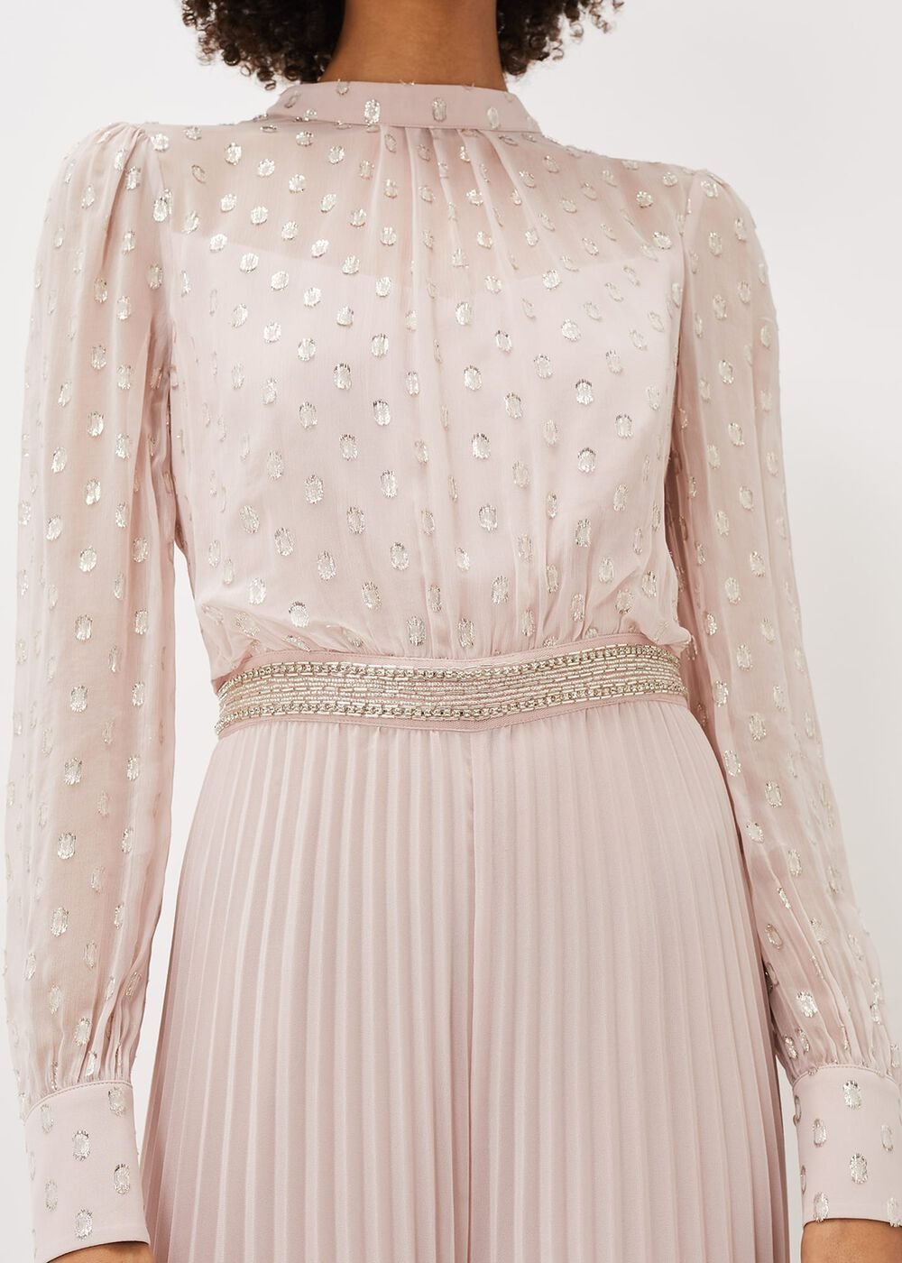 Charley Pleated Spot Print Jumpsuit - Mauve