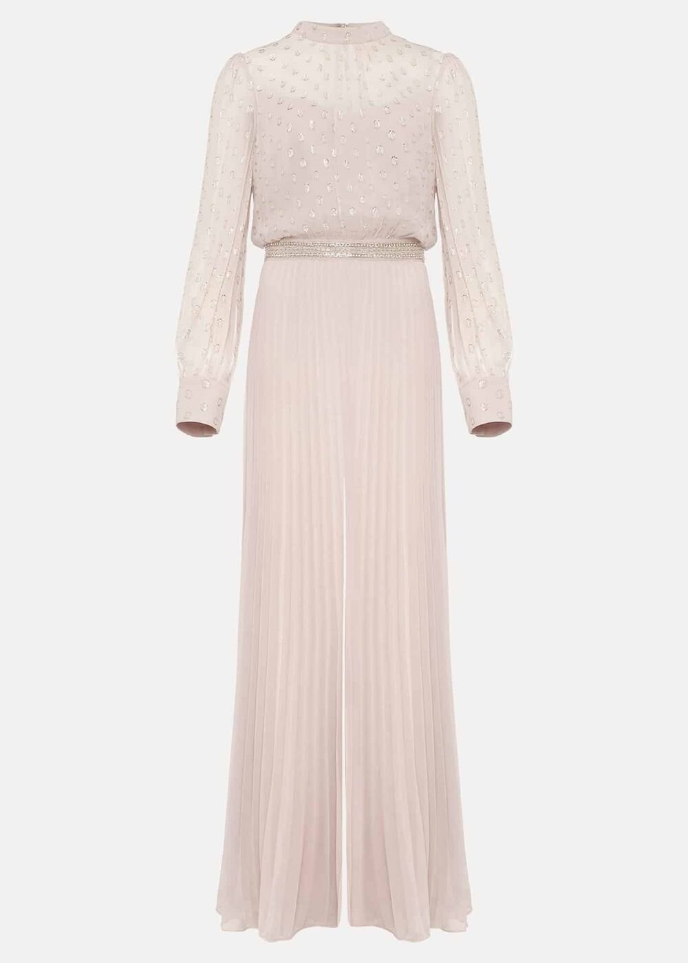 Charley Pleated Spot Print Jumpsuit - Mauve