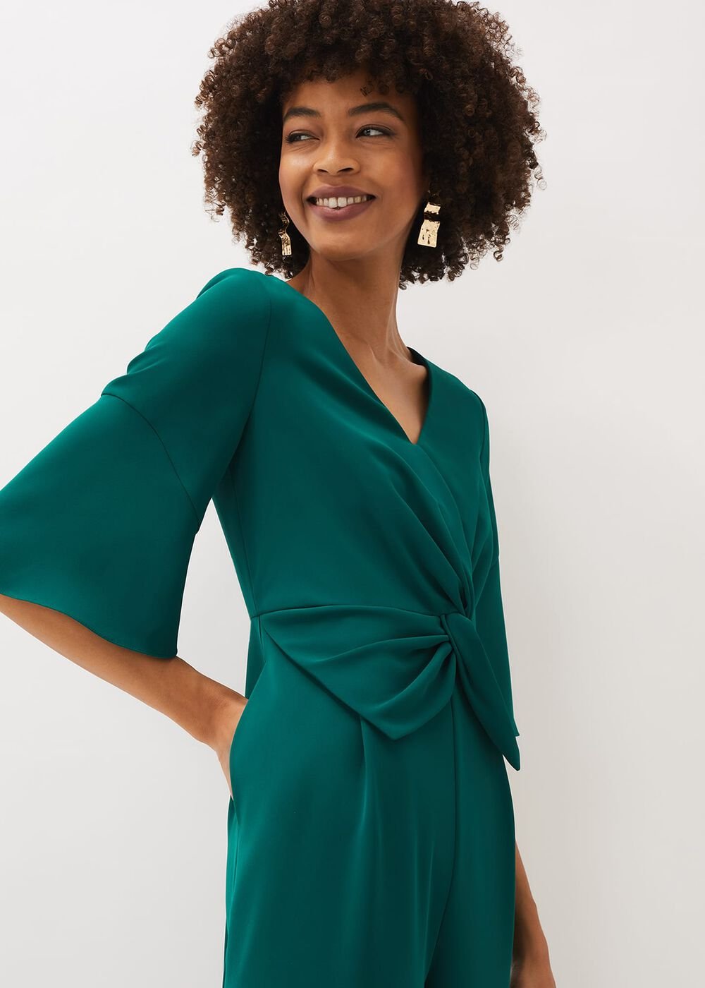 Layla Bow Jumpsuit - Emerald
