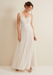 Annalise Beaded Wedding Dress - Porcelian