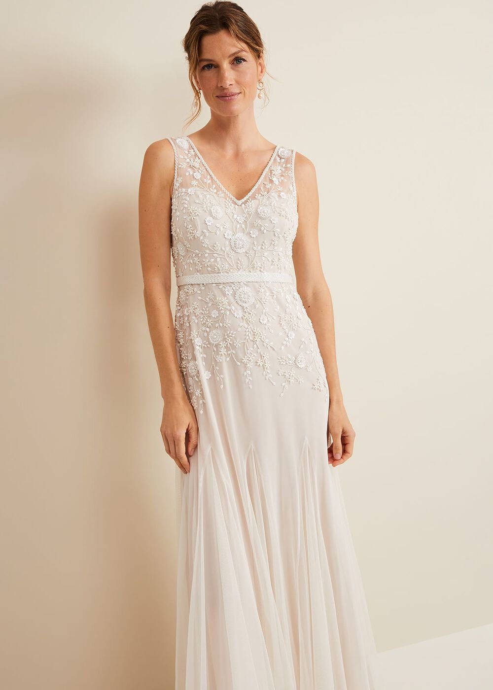Annalise Beaded Wedding Dress - Porcelian