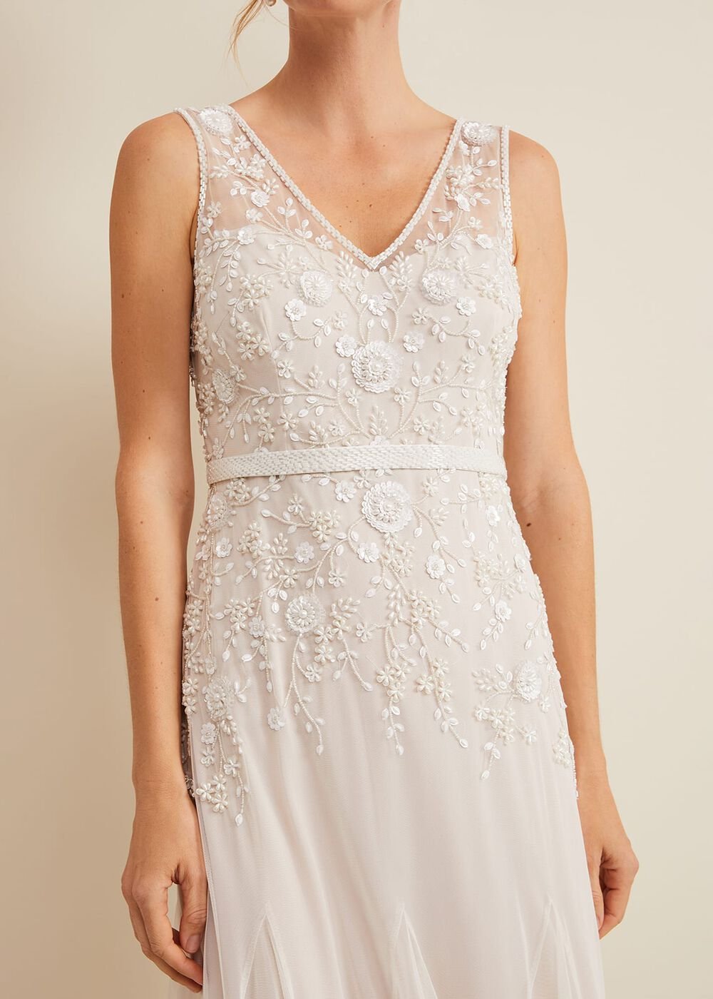 Annalise Beaded Wedding Dress - Porcelian