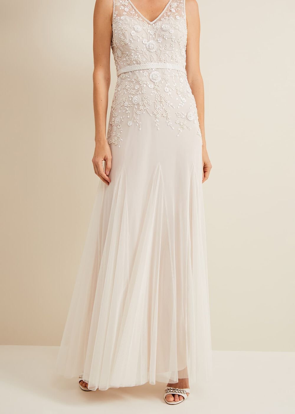 Annalise Beaded Wedding Dress - Porcelian