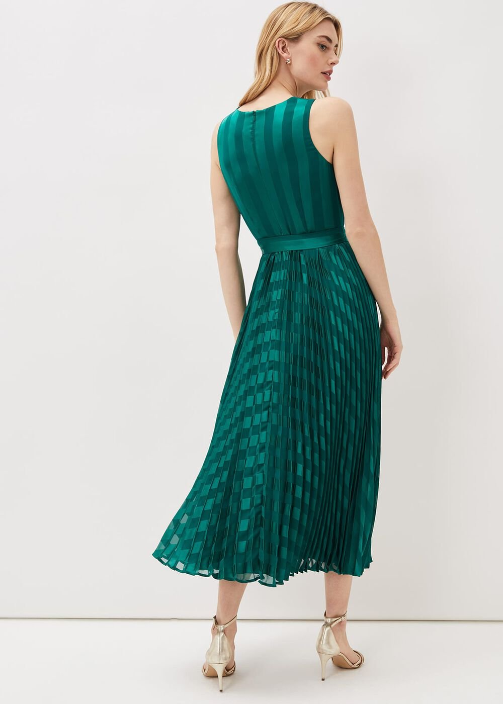 Beverley Stripe Jacquard Midaxi Dress - Jade