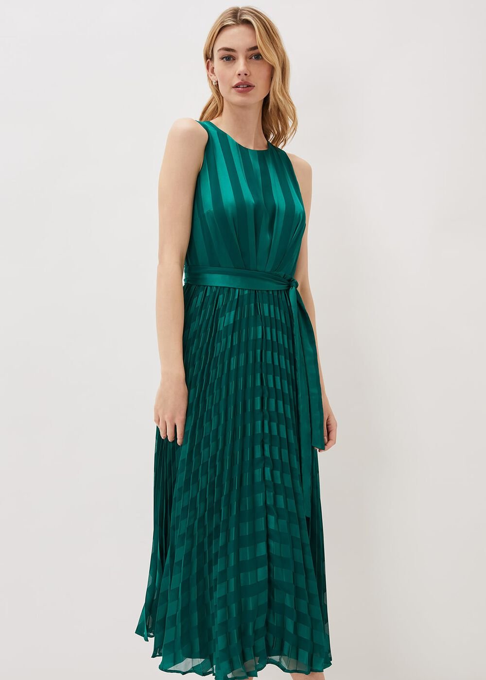 Beverley Stripe Jacquard Midaxi Dress - Jade