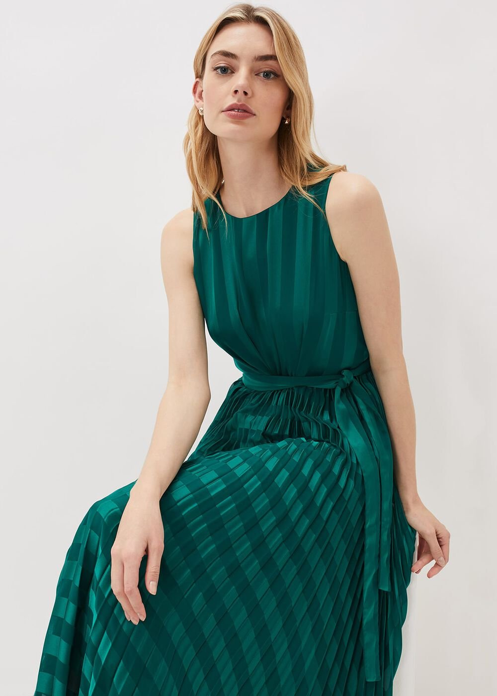 Beverley Stripe Jacquard Midaxi Dress - Jade
