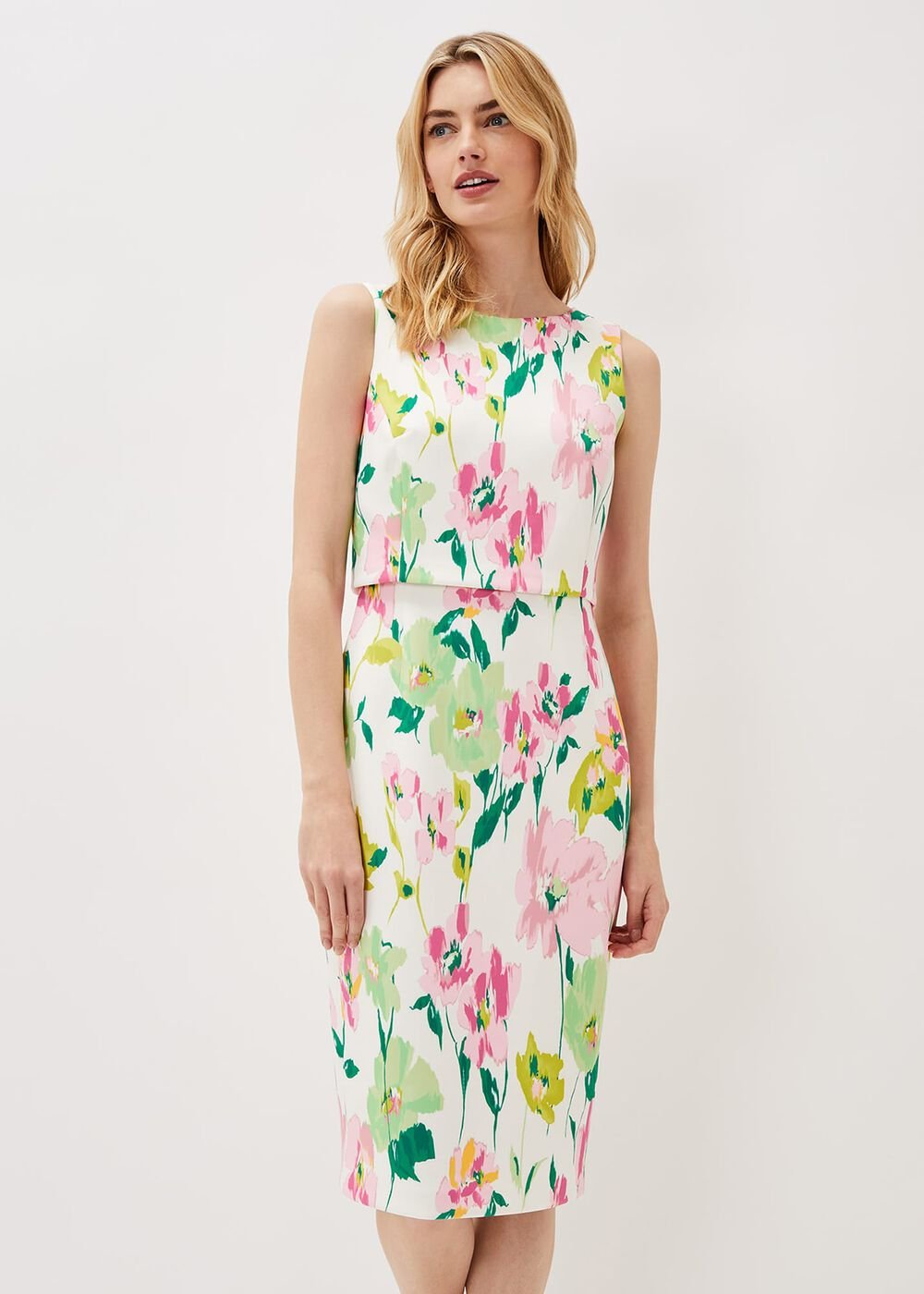 Effie Floral Scuba Dress - Ivory