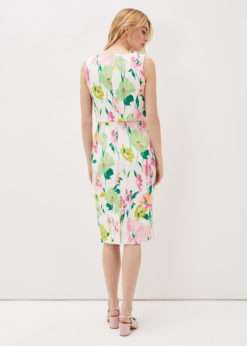Effie Floral Scuba Dress - Ivory