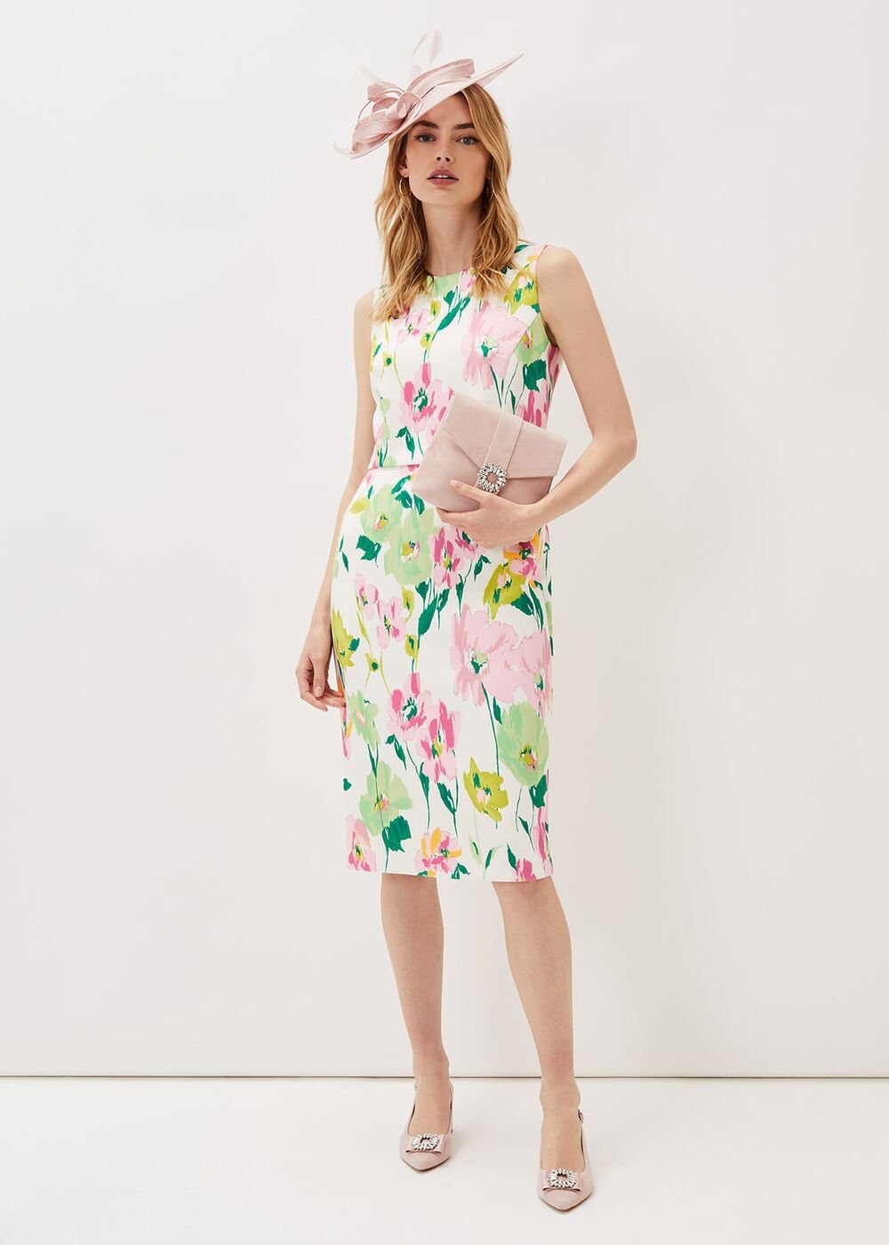 Effie Floral Scuba Dress - Ivory