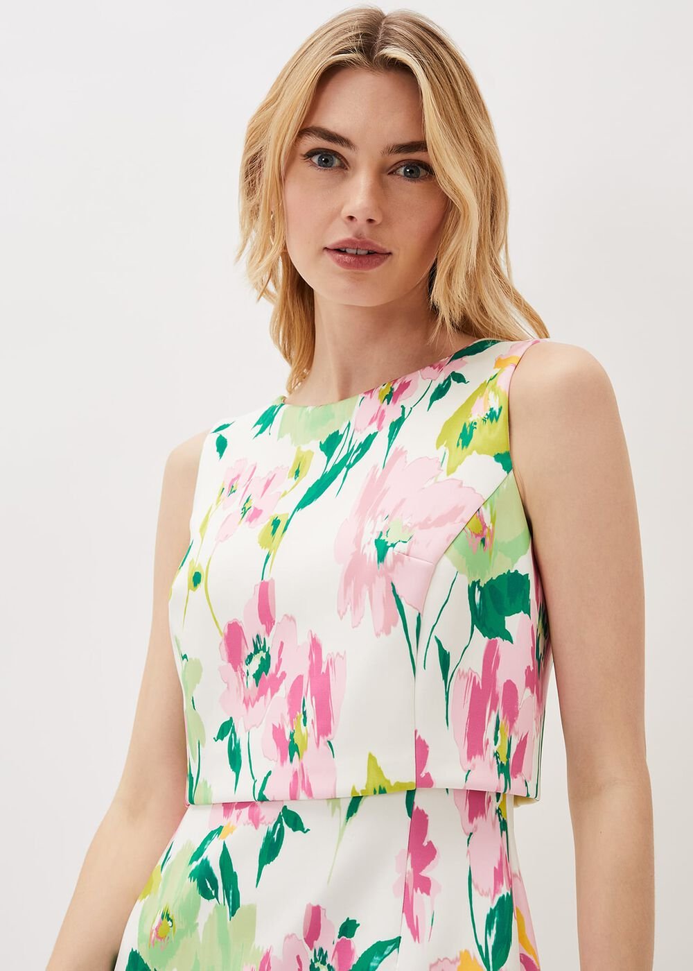 Effie Floral Scuba Dress - Ivory