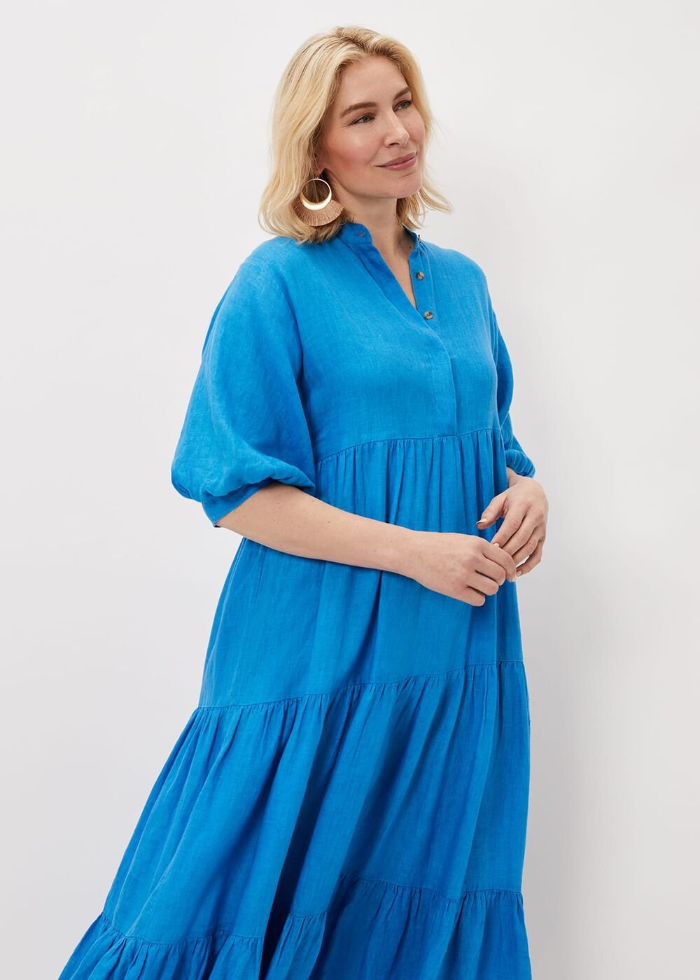 Gracie Tiered Maxi Dress - Azure Blue