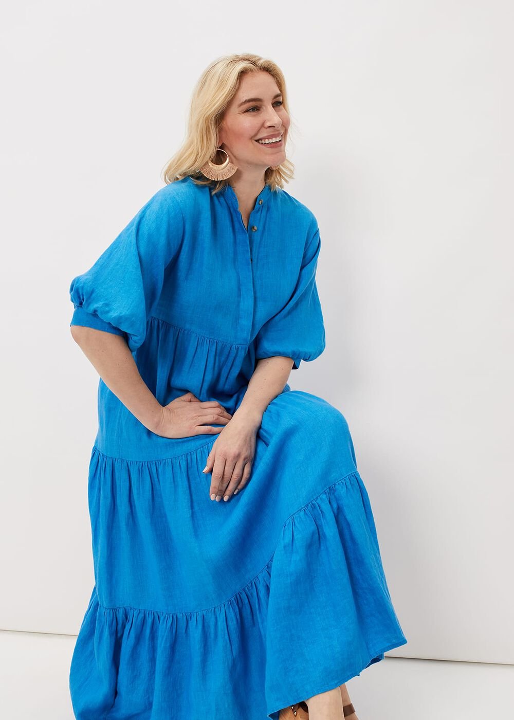 Gracie Tiered Maxi Dress - Azure Blue