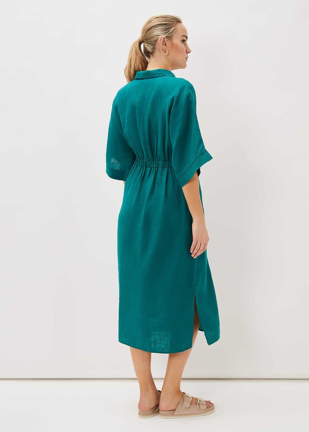 Marlene Tie Shirt Dress - Jade