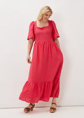 Emaline Linen Maxi Dress - Raspberry