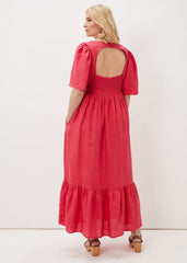 Emaline Linen Maxi Dress - Raspberry