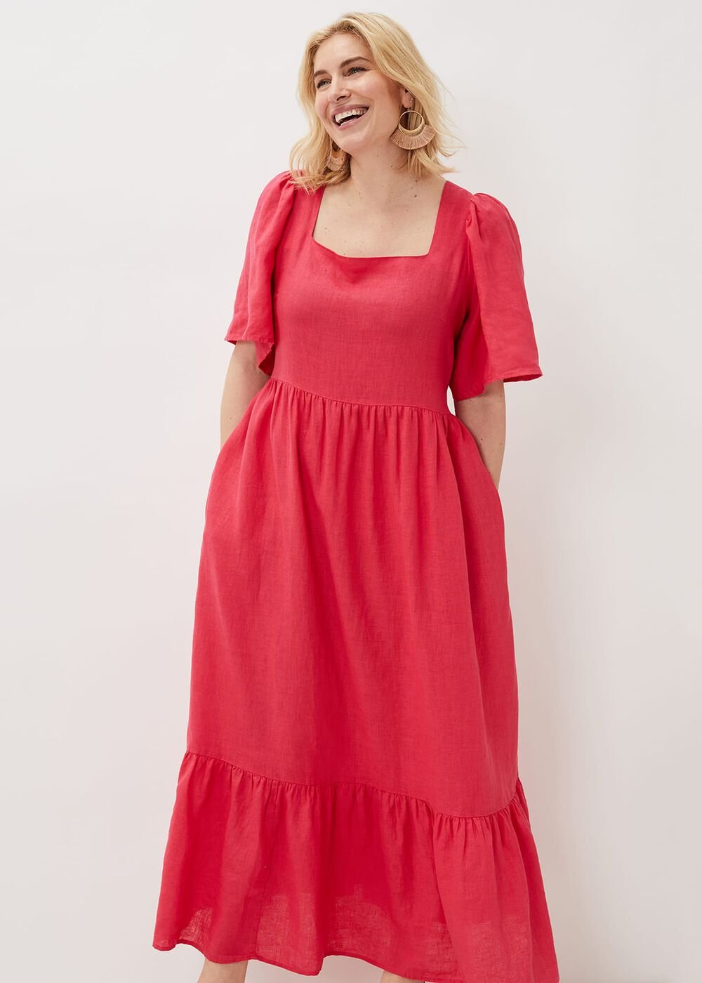 Emaline Linen Maxi Dress - Raspberry