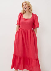 Emaline Linen Maxi Dress - Raspberry