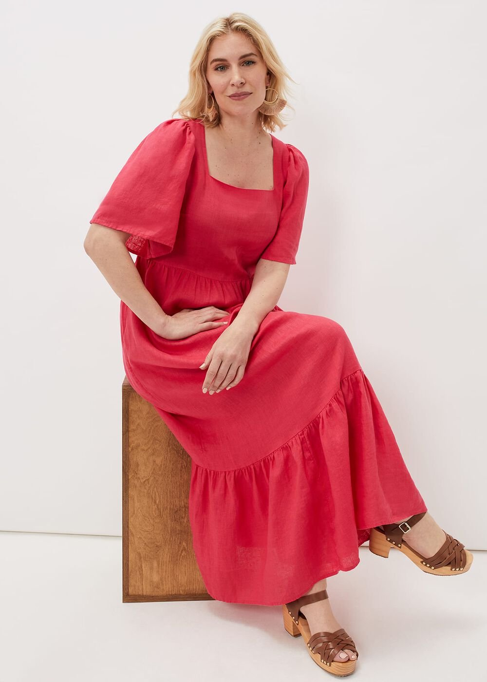Emaline Linen Maxi Dress - Raspberry