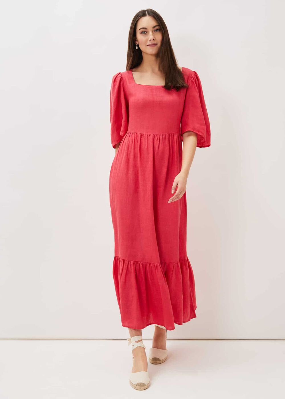 Emaline Linen Maxi Dress - Raspberry
