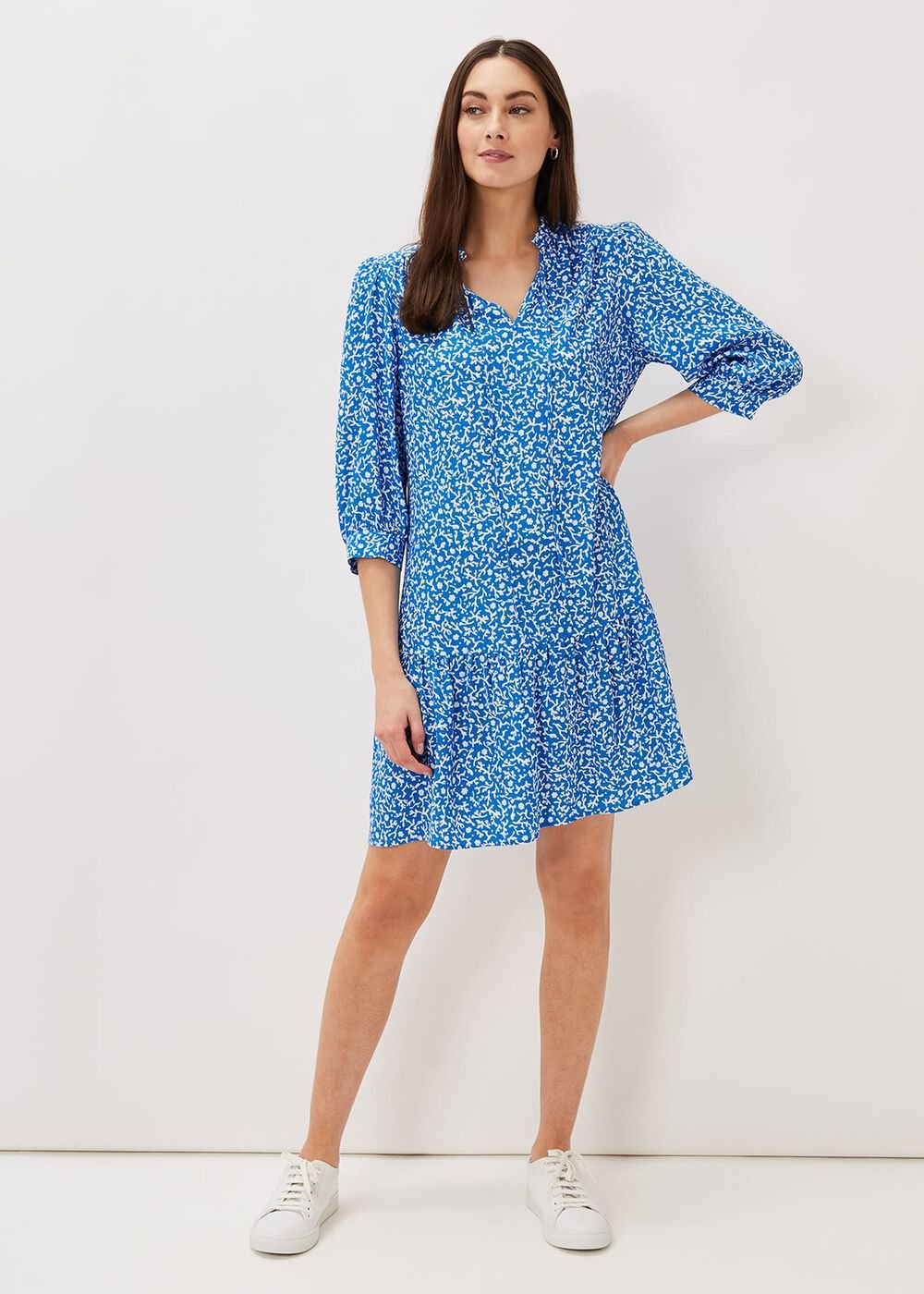 Penele Swing Dress - Blue/Ivory