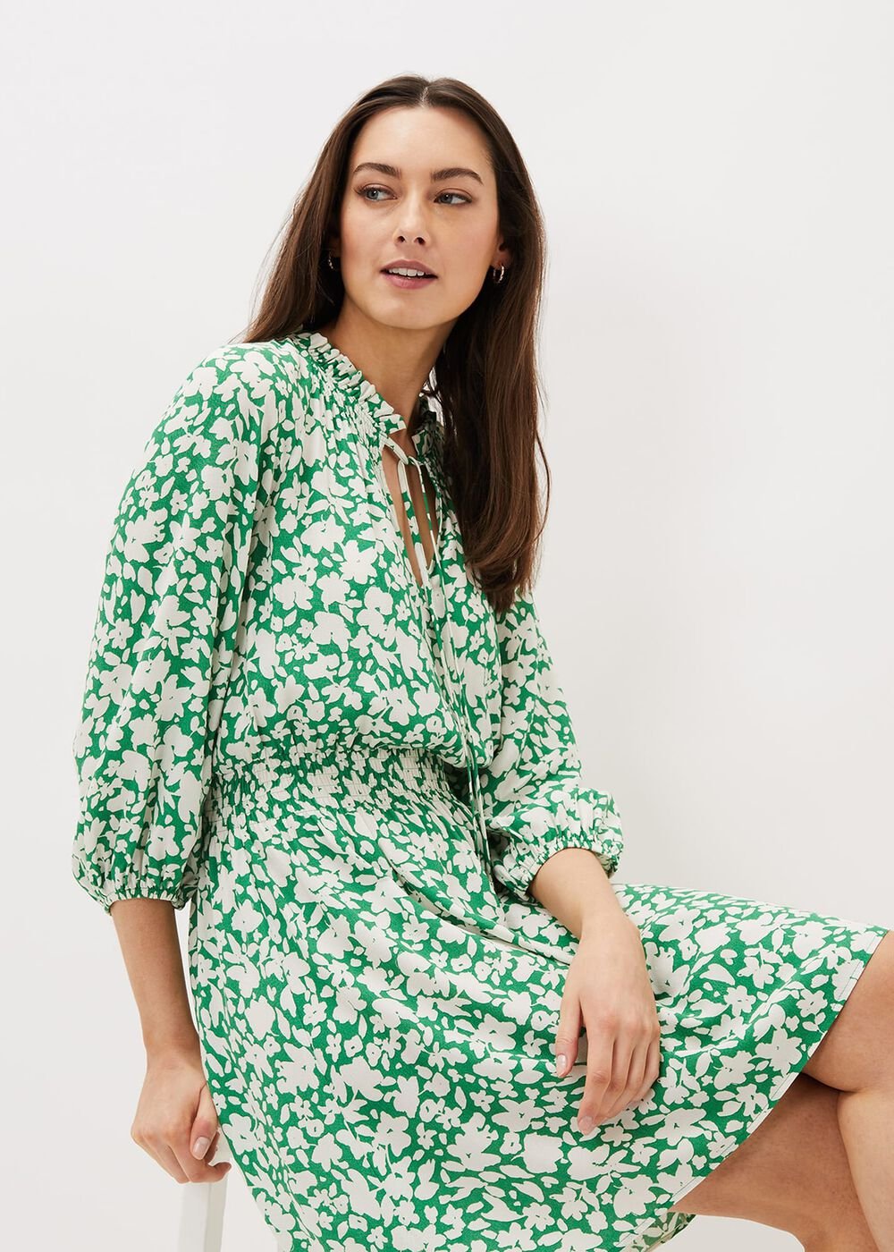 Phillipa Swing Dress - Green/Ivory