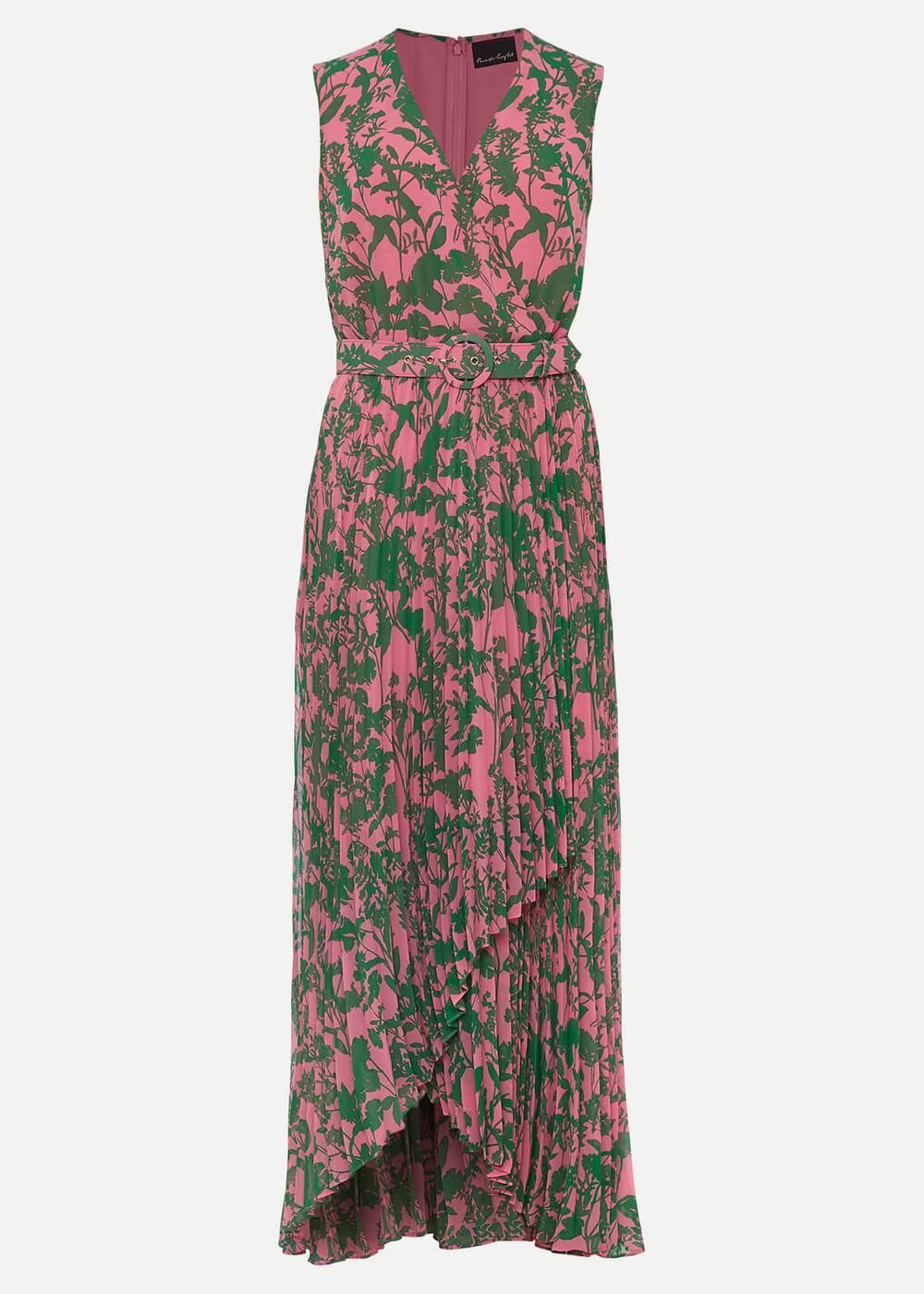 Brianna Pleated Print Dress - Pink/Green