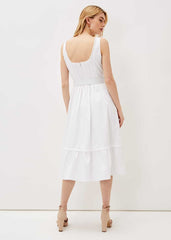 Tanya Cotton Belted Midaxi Dress - White
