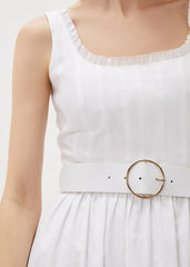 Tanya Cotton Belted Midaxi Dress - White