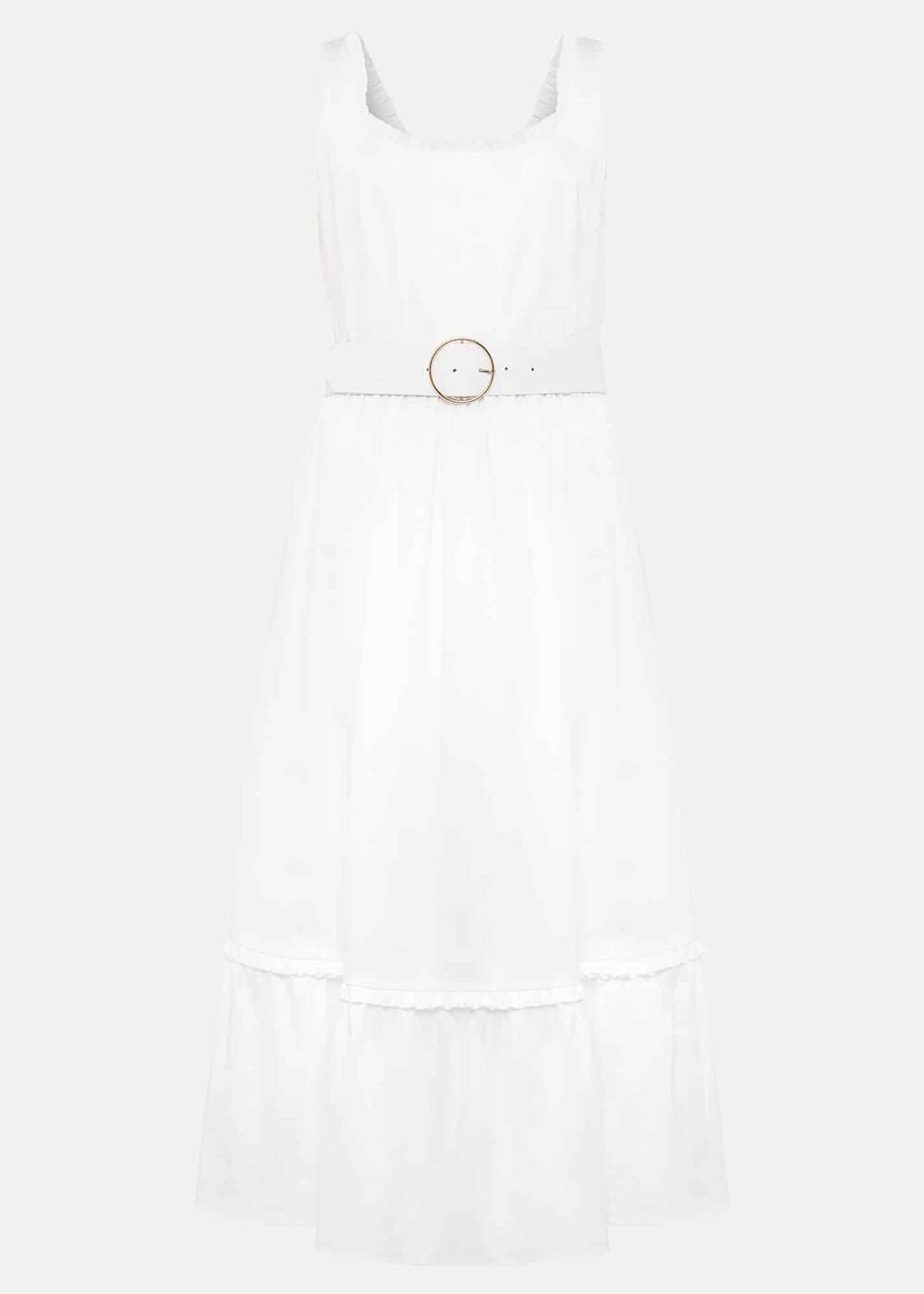 Tanya Cotton Belted Midaxi Dress - White