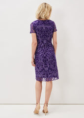 Nessa Embroidered Midi Dress - Violet
