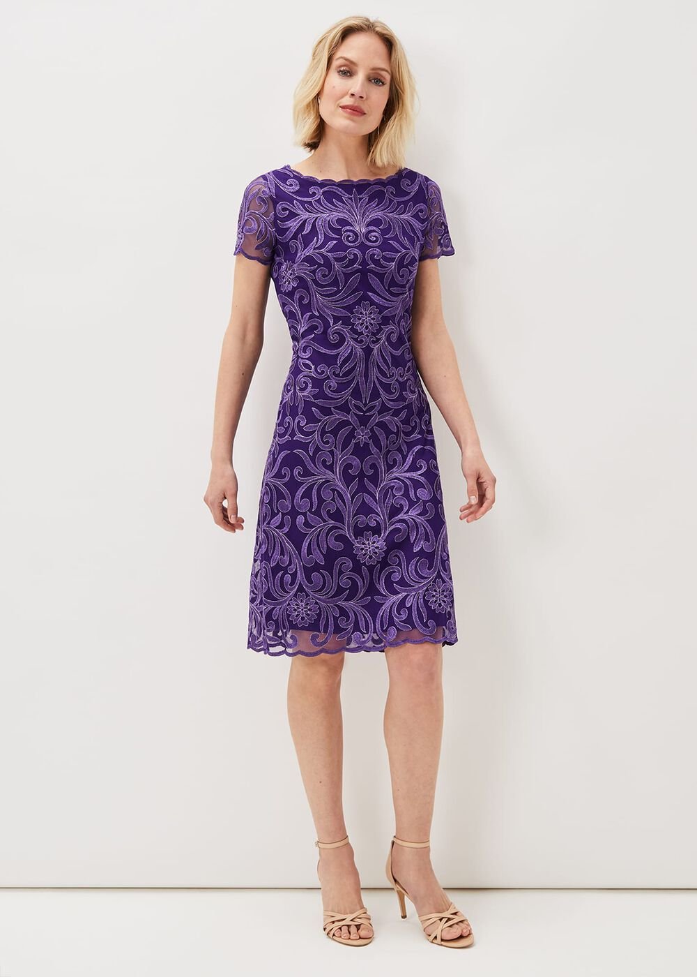 Nessa Embroidered Midi Dress - Violet