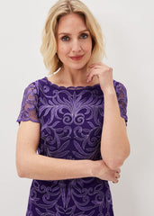 Nessa Embroidered Midi Dress - Violet
