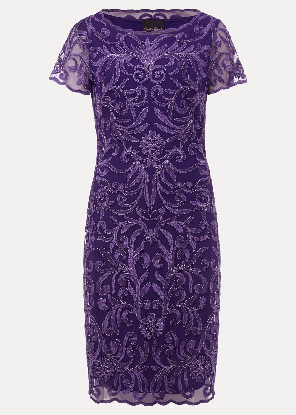Nessa Embroidered Midi Dress - Violet
