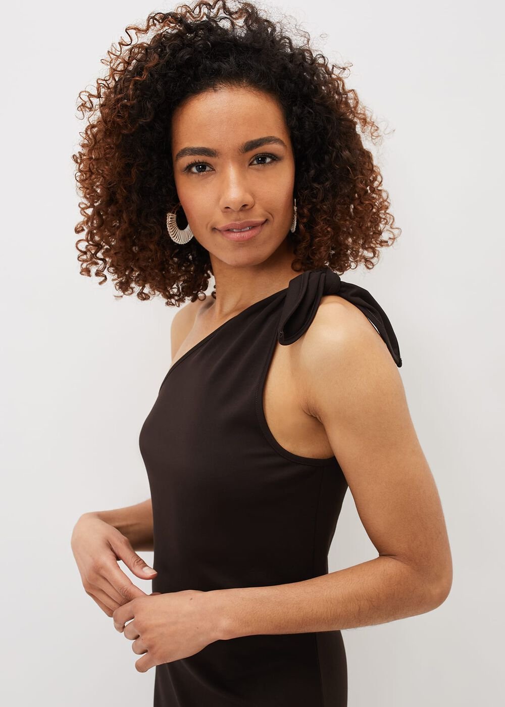 Adelyn One Shoulder Maxi Dress - Chocolate