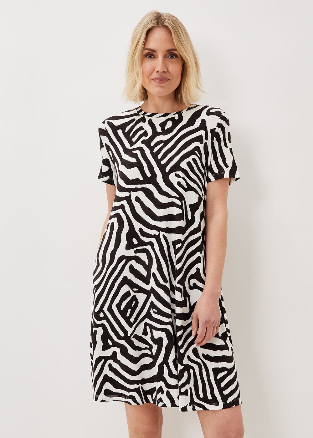 Isabelle Zebra Print Dress - Black/Ivory