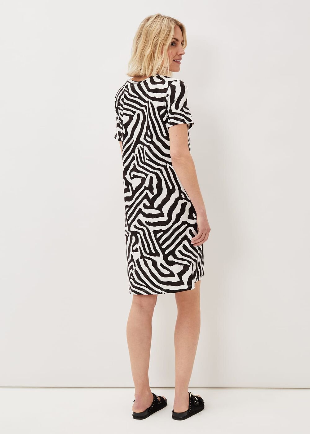 Isabelle Zebra Print Dress - Black/Ivory