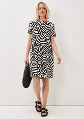 Isabelle Zebra Print Dress - Black/Ivory