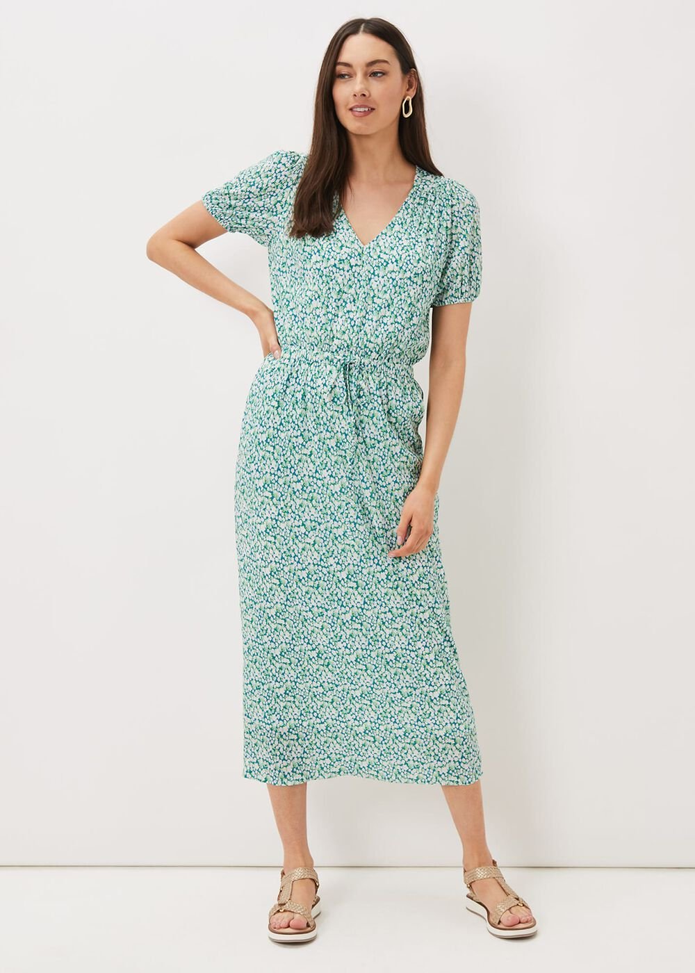 Melani Ditsy Print Midaxi Dress - Multi-Coloured