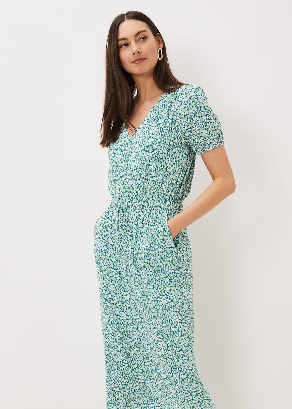 Melani Ditsy Print Midaxi Dress - Multi-Coloured