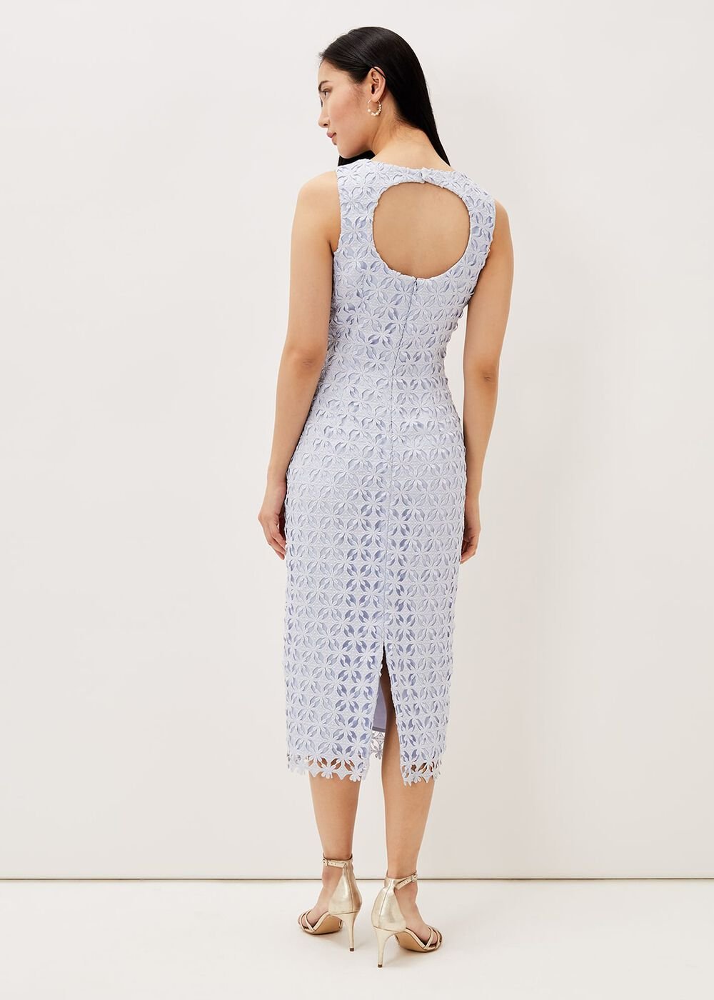 Novah Lace Midi Dress - Sky Blue