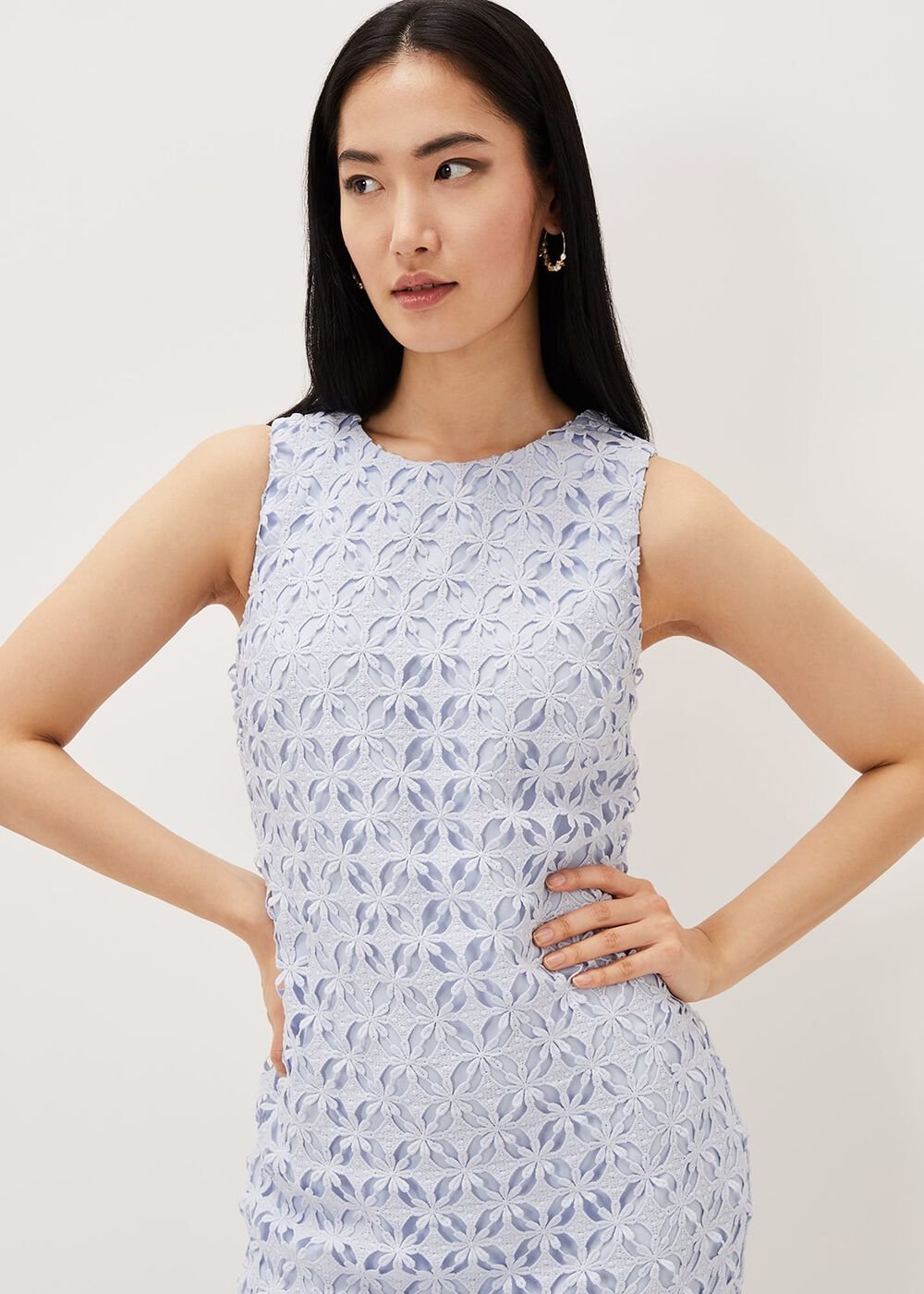 Novah Lace Midi Dress - Sky Blue
