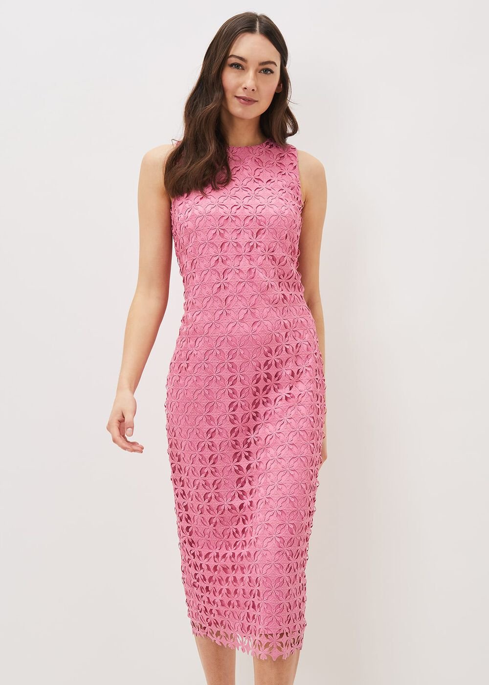 Novah Lace Midi Dress - Candy Pink