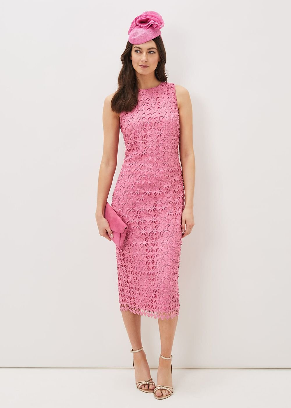 Novah Lace Midi Dress - Candy Pink