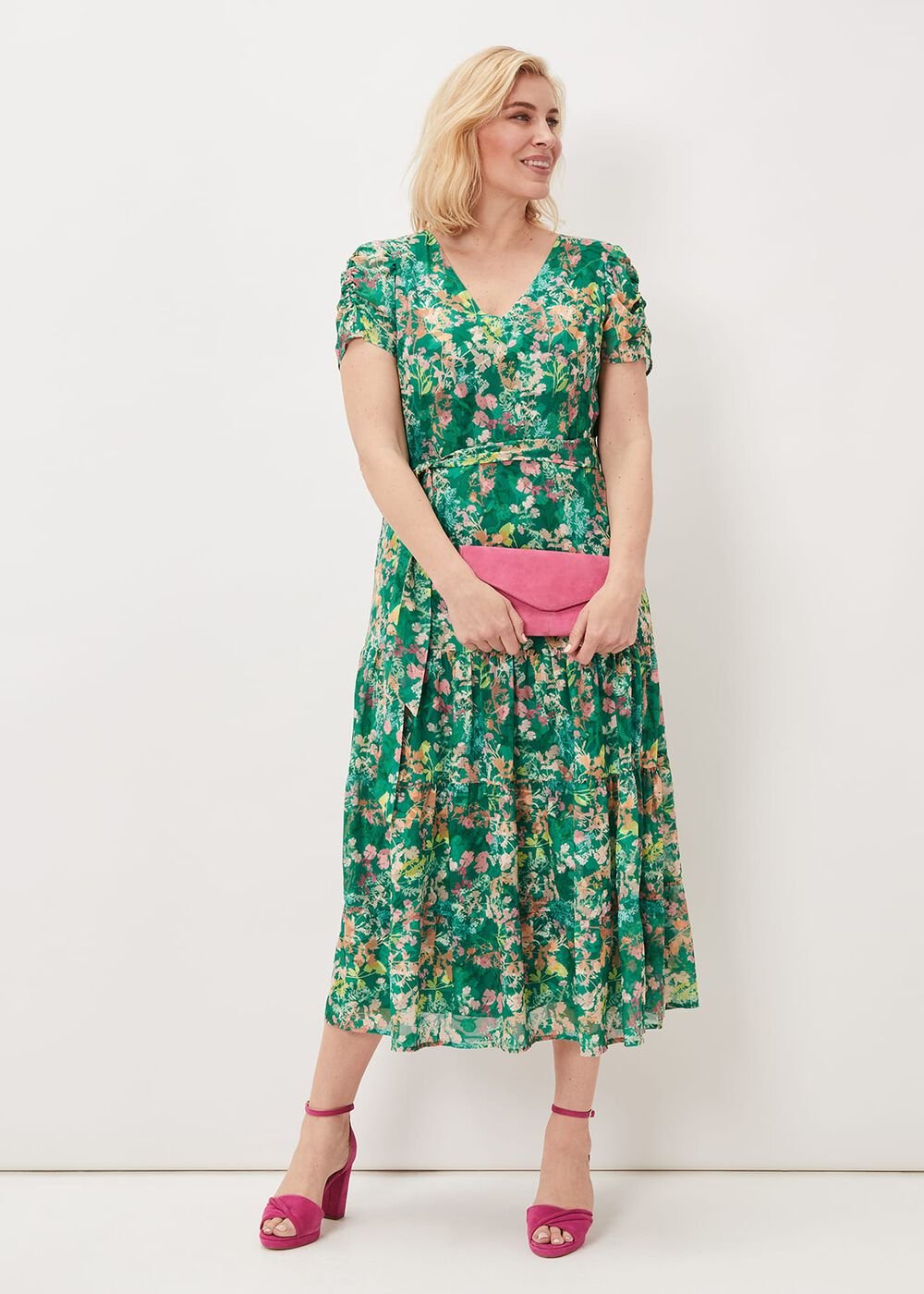 Morven Printed Tiered Dress - Green/Multi