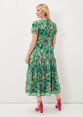 Morven Printed Tiered Dress - Green/Multi