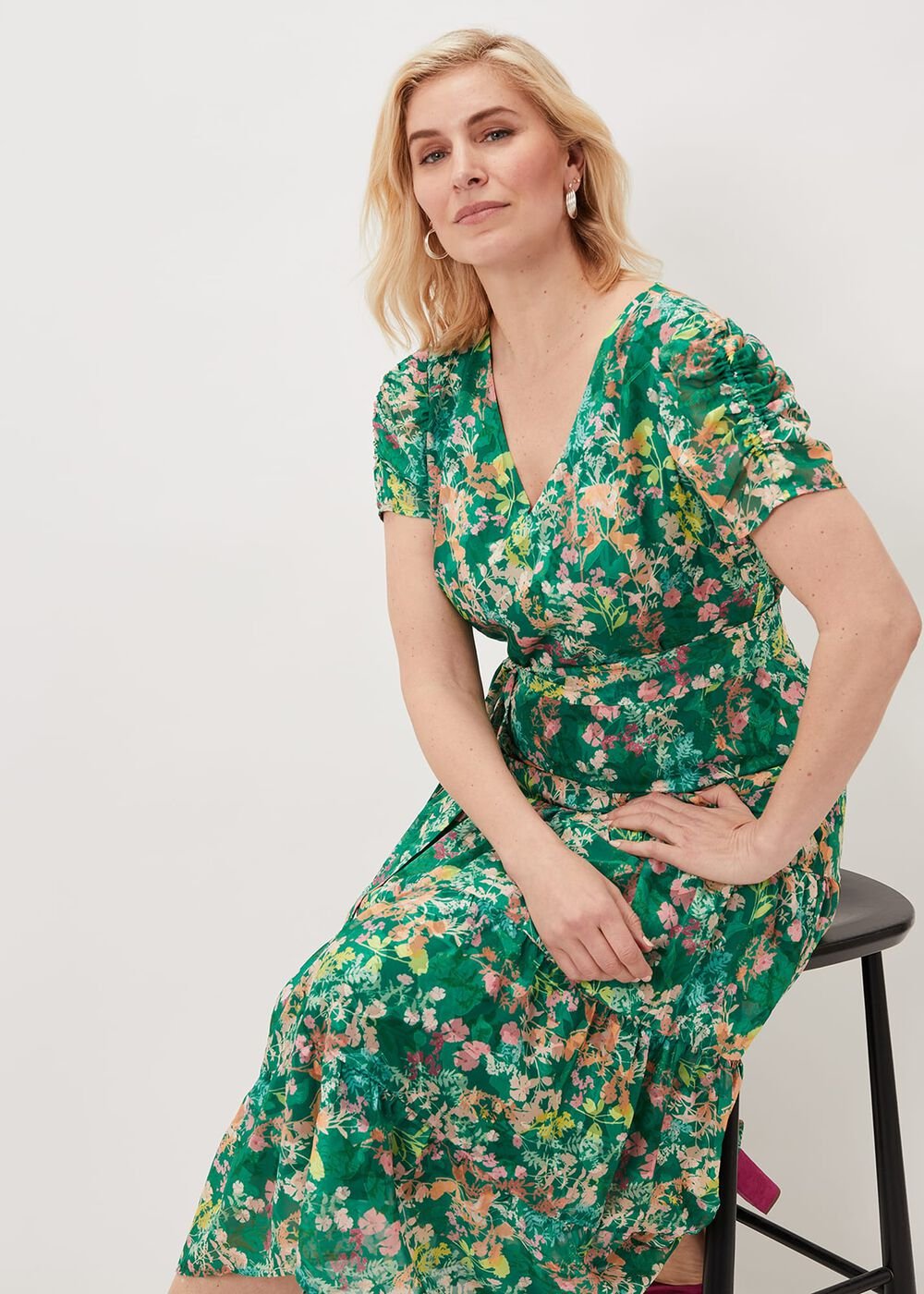 Morven Printed Tiered Dress - Green/Multi