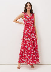 Antonella Floral Tiered Maxi Dress - Lipstick/Pale Blue