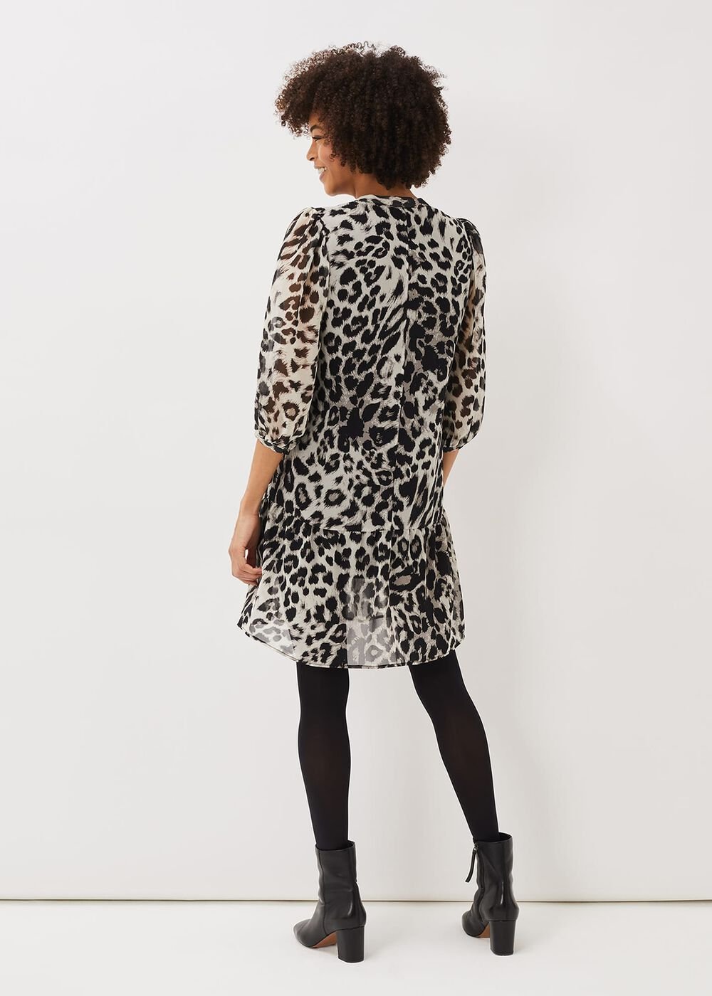 Penele Leopard Print Swing Dress - Black/Multi