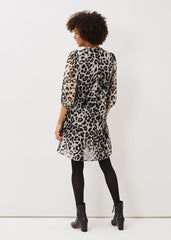 Penele Leopard Print Swing Dress - Black/Multi